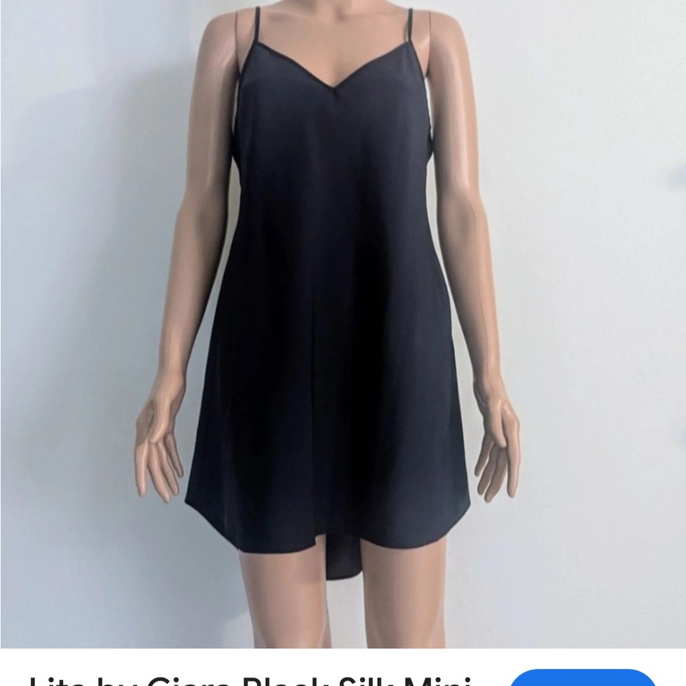 Elegant Black Mini Silk Slip Dress by LITA - Picture 5 of 6